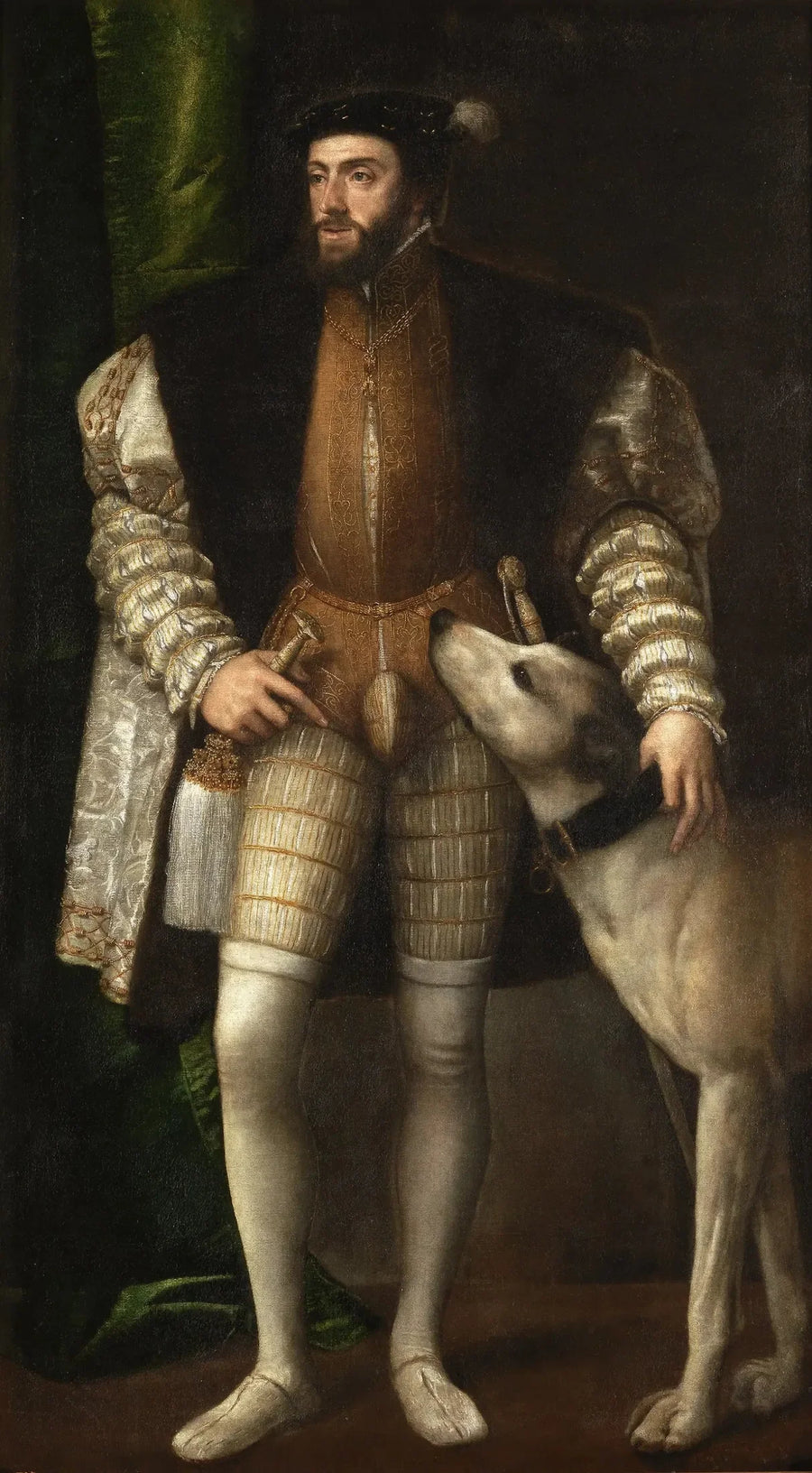 Portret Karola V z psem - Titian