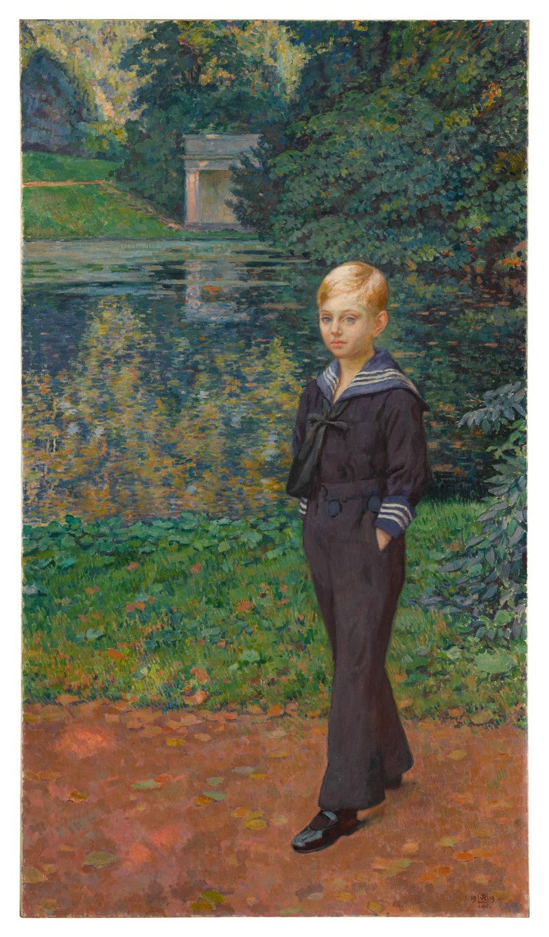 Portret Claude'a Stevensa w marynarzu, w ogrodzie - Théo van Rysselberghe