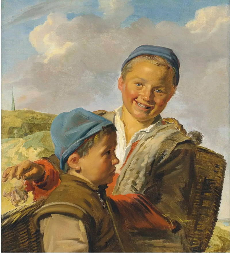 Portret dwóch chłopców rybaków, z których jeden trzyma kraba - Frans Hals
