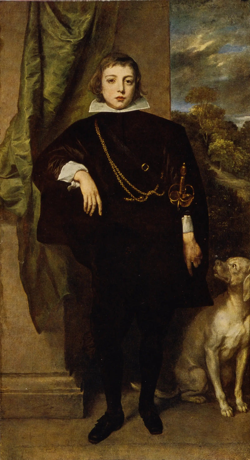 Portret Filippa Francesco d'Este, markiza de Lanzo z jego psem - Antoine van Dyck