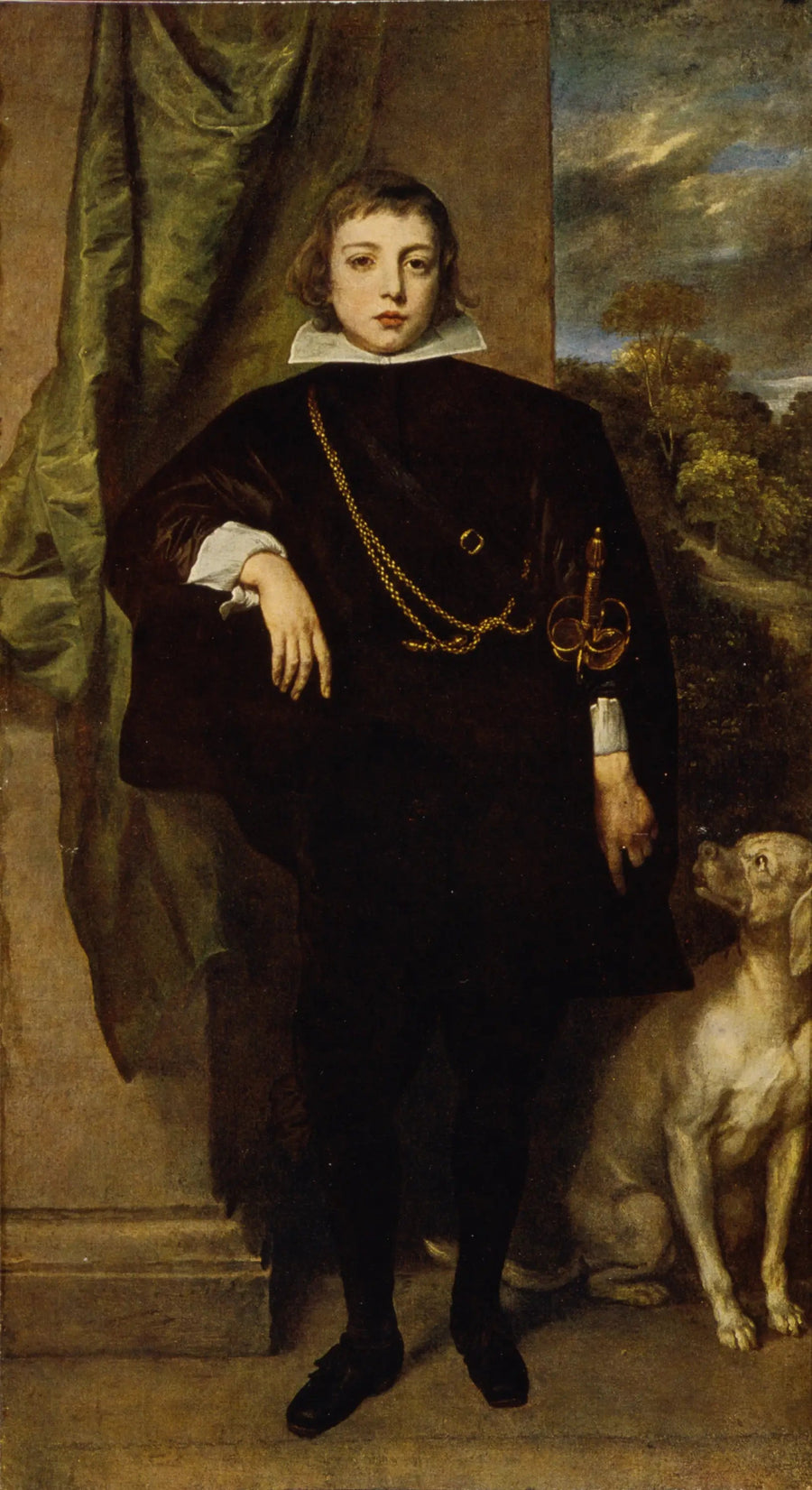 Portret Filippa Francesco d'Este, markiza de Lanzo z jego psem - Antoine van Dyck