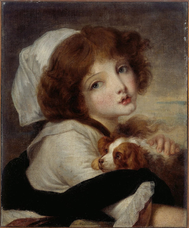 Portret dziewczynki z małym psem - Jean-Baptiste Greuze