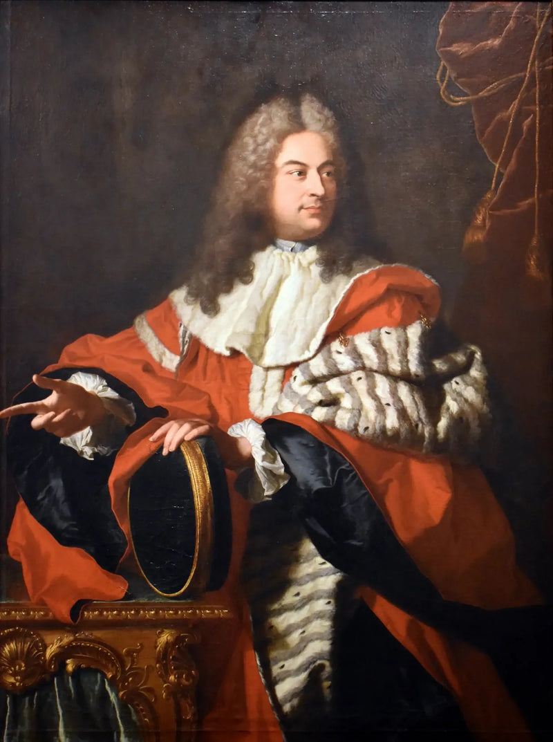 Portret Gasparda de Gueidan (1688-1767) jako prezydenta z mortirem. - Hyacinthe Rigaud