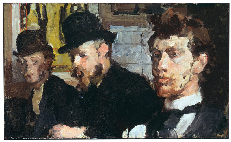 Grupowy portret z lewej na prawą artystów Carel Adolph Lion Cachet, Gerrit Willem Dijsselhof i Theo Nieuwenhuis - Isaac Israëls