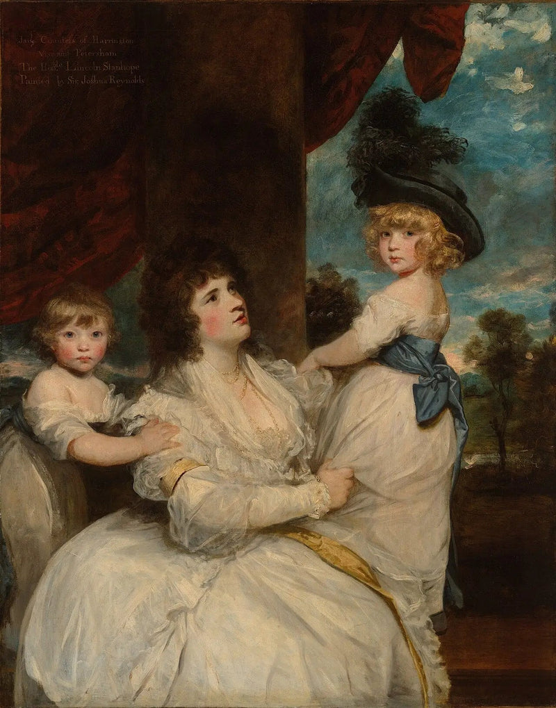 Portret Jane, hrabiny Harrington, z jej synami, wicehrabiem Petersham i szlachetnym Lincolnem Stanhope'em - Joshua Reynolds
