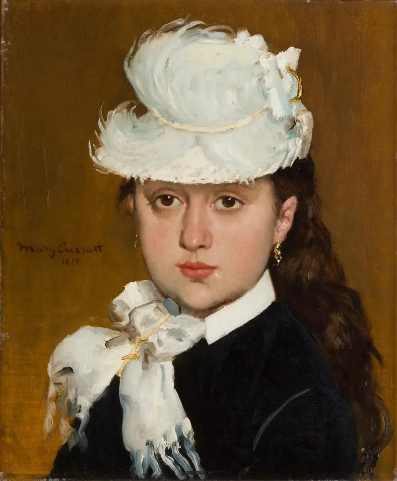 Portret młodej kobiety w białym kapeluszu - Mary Cassatt
