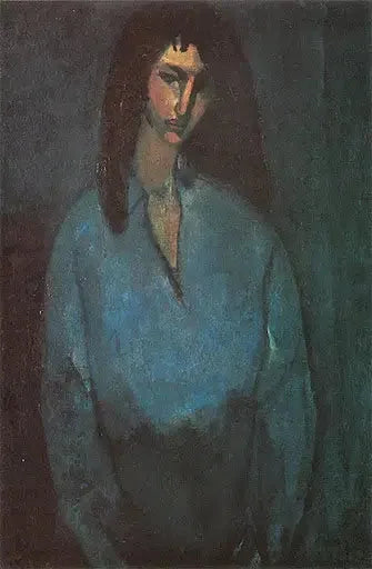 Portret młodej dziewczyny w niebieskiej bluzce - Amedeo Modigliani