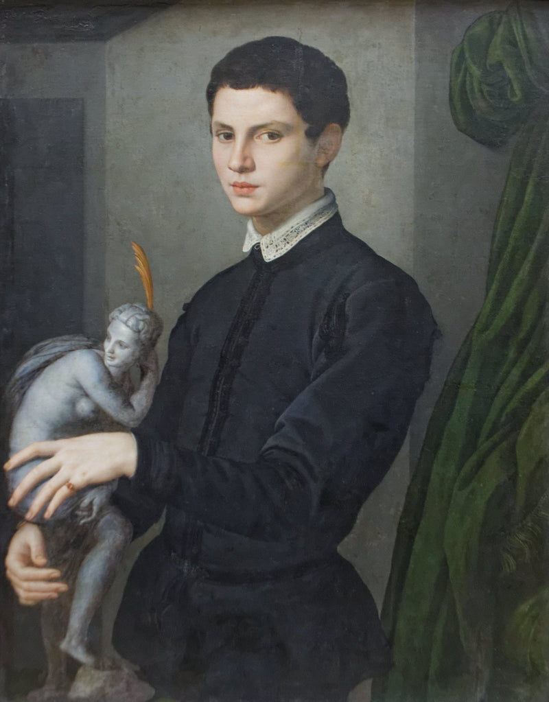 Portret młodego mężczyzny trzymającego statuę - Bronzino