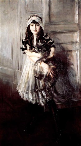 Portret Josefiny Errazuriz Alvear trzymającej kota - Giovanni Boldini