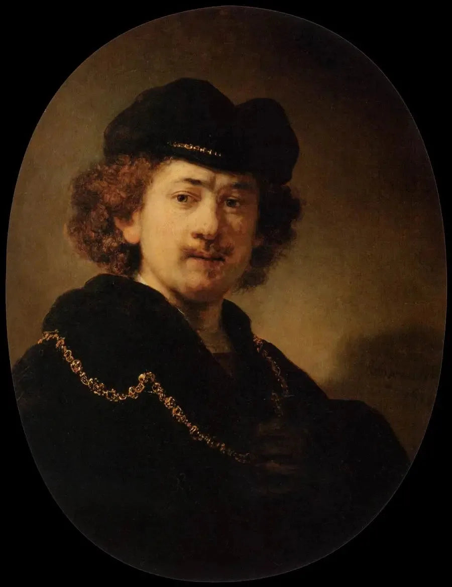 Portrait de l'artiste à la toque et à la chaîne d'or - Rembrandt image 1 reproduction de peinture à l’huile