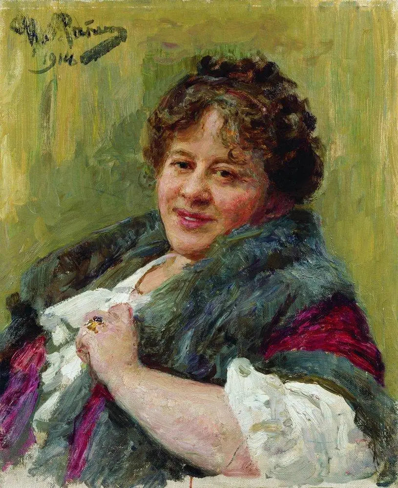 Portrait de l'écrivain, dramaturge, poétesse et traductrice Tatiana Lvovna Shchepkina-Kupernik - Ilya Repin image 1 copie peinte à la main à l’huile
