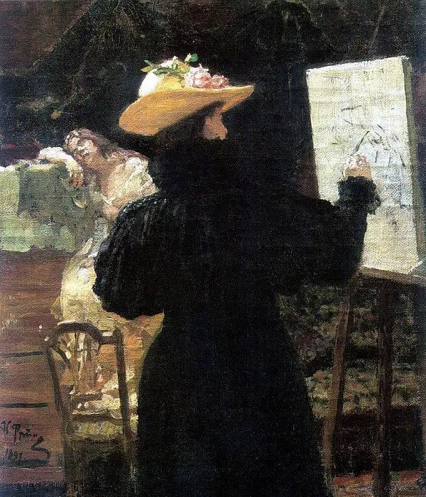 Portret księżniczki Marii Klawdiewnej Teniszewej podczas pracy - Ilya Repin