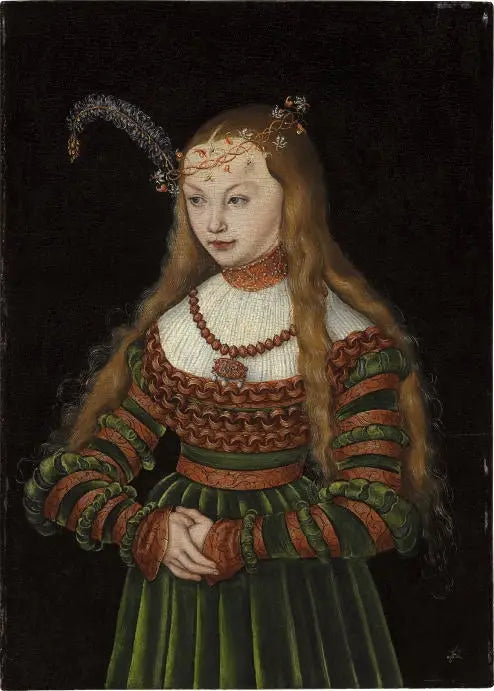 Portret księżnej Sibylle z Clèves jako żony Jeana-Fryderyka z Saksonii - Lucas Cranach Starszy