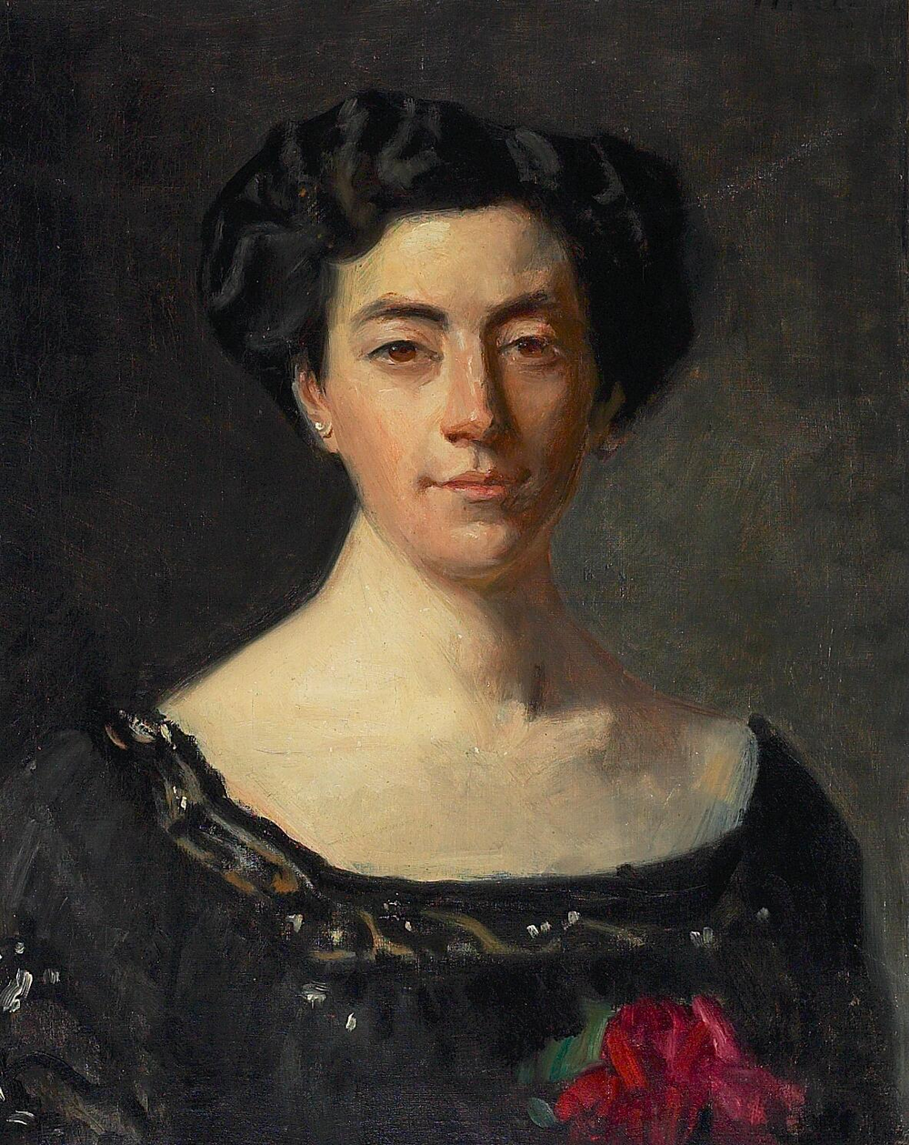 Portrait de Mlle Neergaard en robe noire. - Michael Peter Ancher - Alpha Reproduction