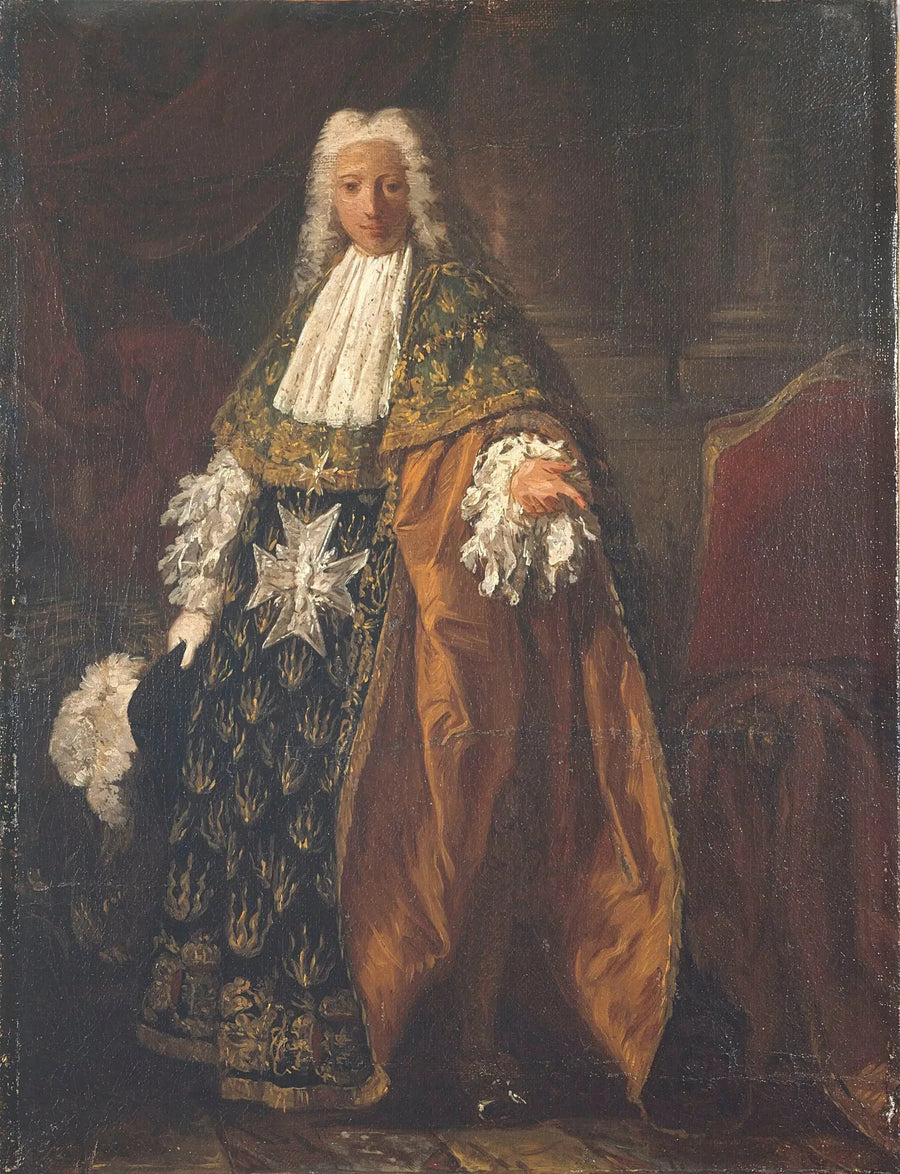 Portret Paula-Hippolyte de Beauvillier, księcia Saint-Aignan (1684-1776), w stroju rycerza Zakonu Ducha Świętego - Pierre Subleyras
