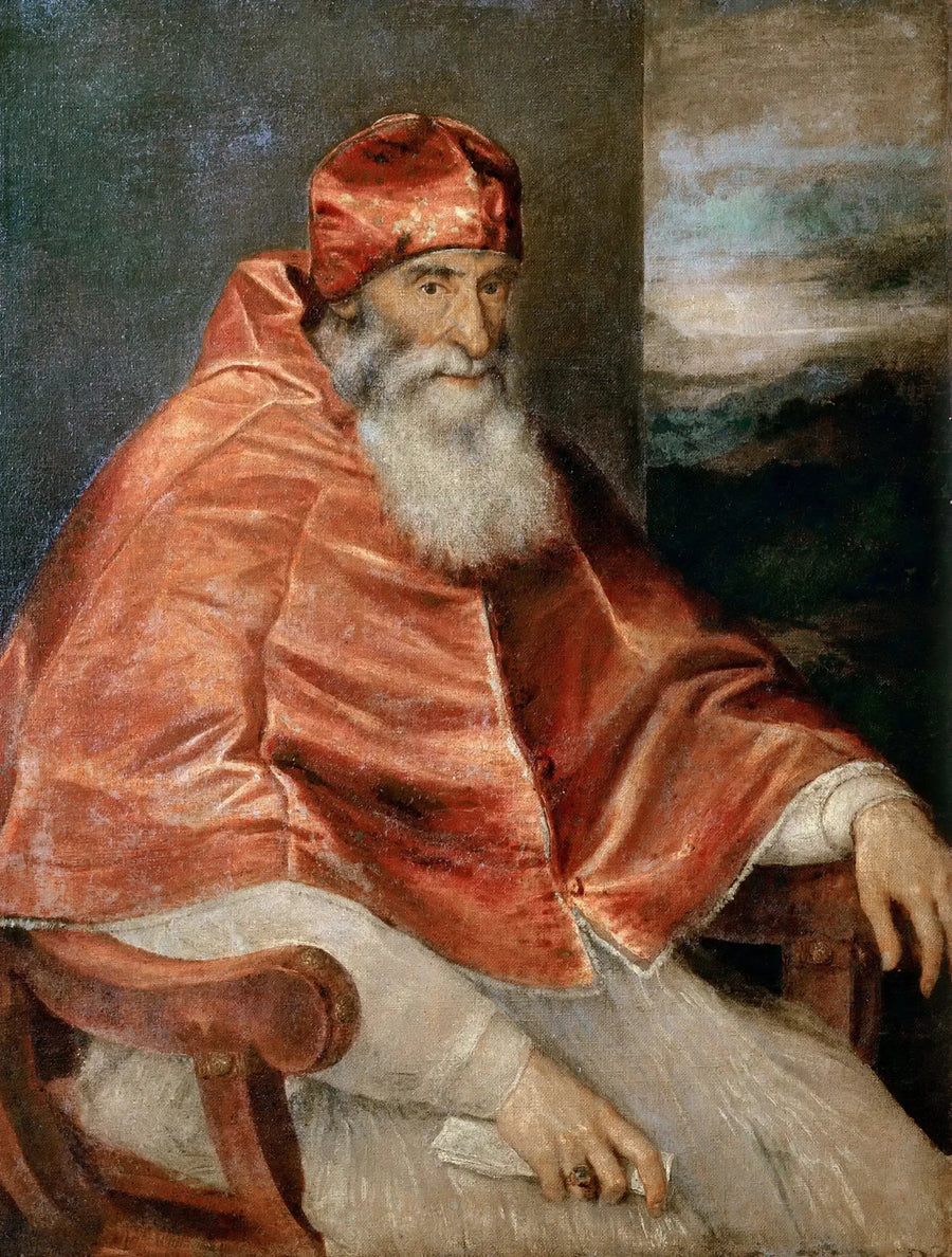 Portret Pawła III w czapce z futrzanym brzegiem - Titian