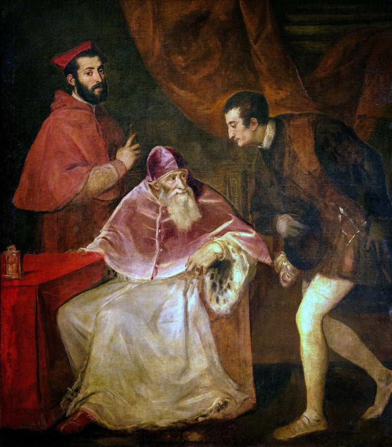 Portret Pawła III z jego wnukami - Titian