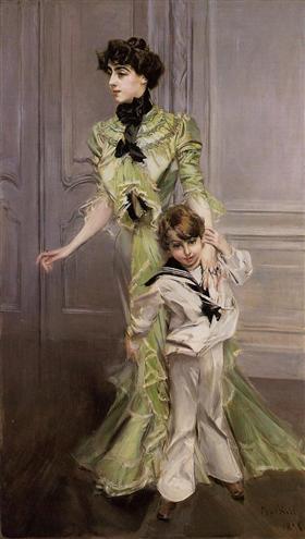 Portret Pauline Hugo z jej synem Jeanem - Giovanni Boldini