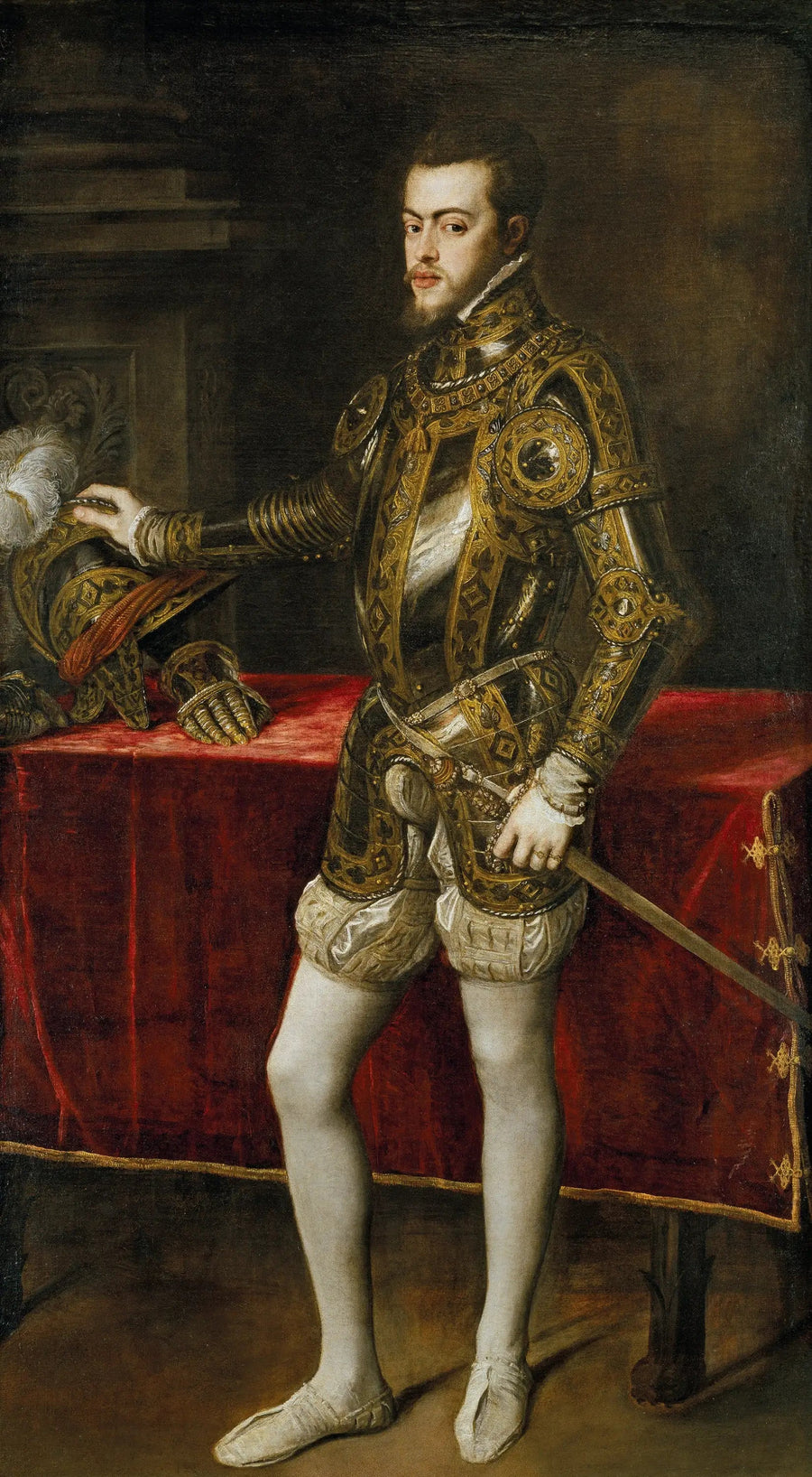 Portret Filipa II w zbroi - Titian