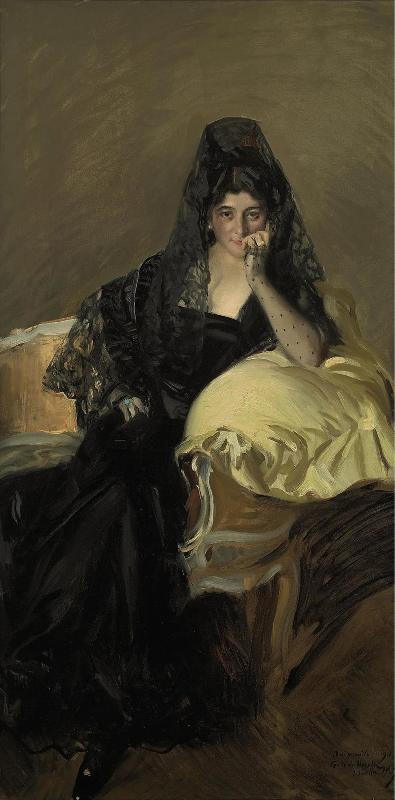 Portret Señory de Urcola w czarnej mantyli - Joaquín Sorolla