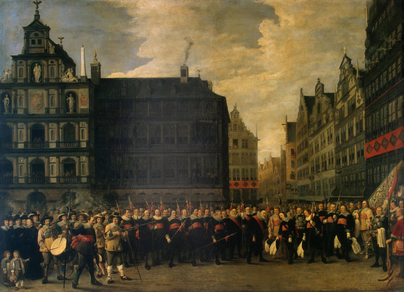 Portret członków gildii kuszników na Rynku Głównym w Antwerpii - David Teniers Młodszy