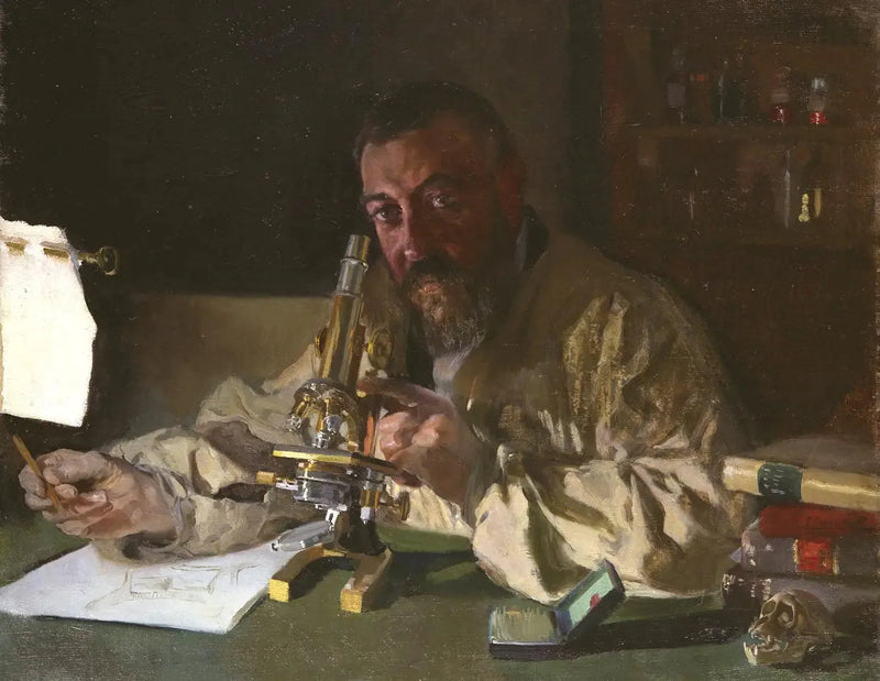 Portret dr. Simarro przy mikroskopie - Joaquín Sorolla