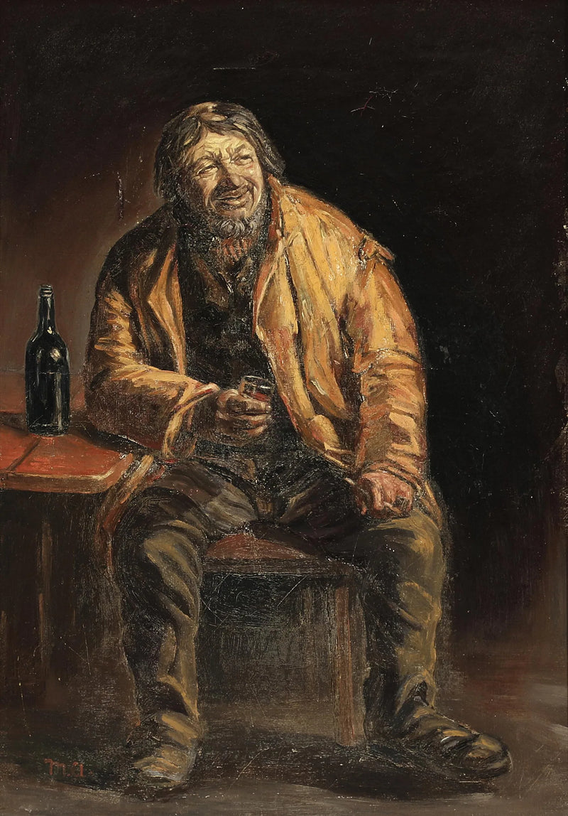 Portrait du pêcheur Lars Gaihede de Skagen savourant un verre. - Michael Peter Ancher