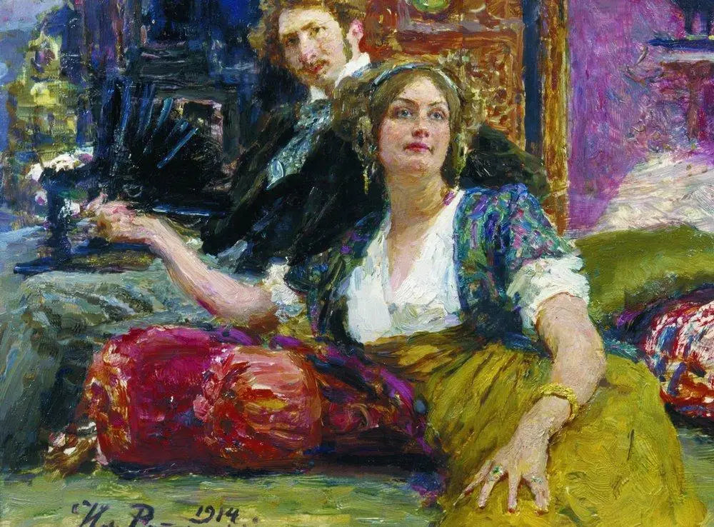 Portrait du poète prosateur traducteur et dramaturge Sergueï Mitrofanovitch Gorodetski avec sa femme - Ilya Repin