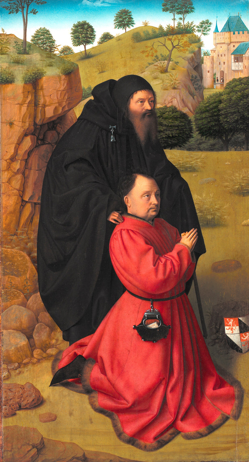 Portret fundatora przedstawiony przez świętego Antoniego. - Petrus Christus