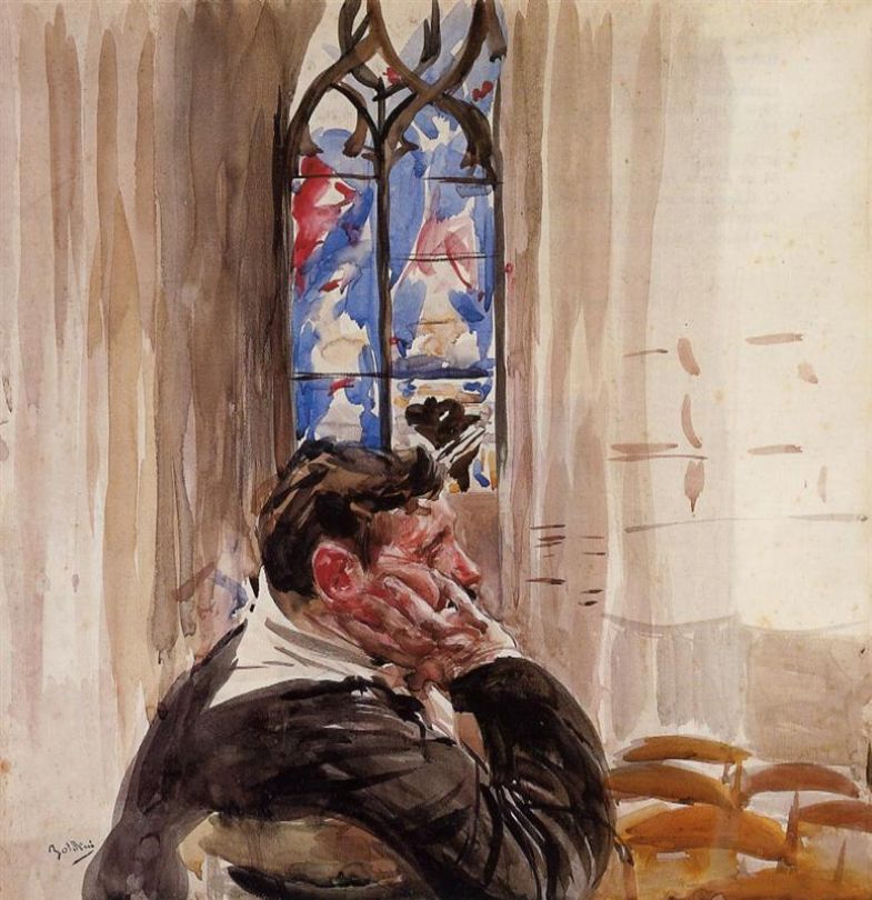 Portret mężczyzny w kościele - Giovanni Boldini