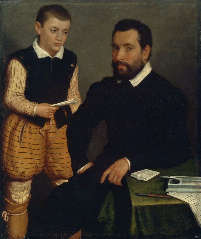 Portret mężczyzny i chłopca (Count Alborghetti i Synowie) - Giovanni Battista Moroni