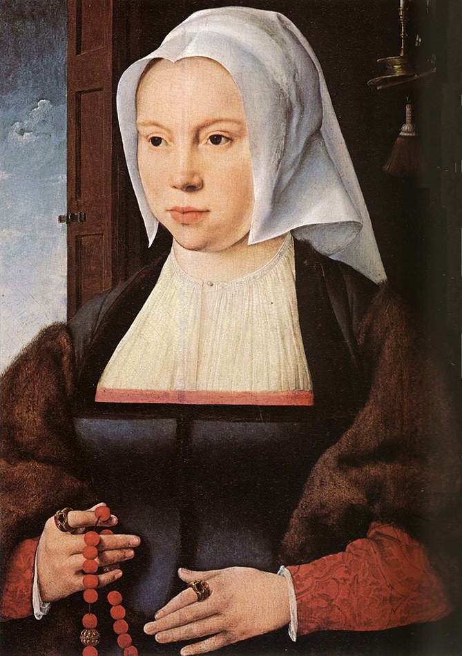 Portret kobiety z różańcem - Joos van Cleve