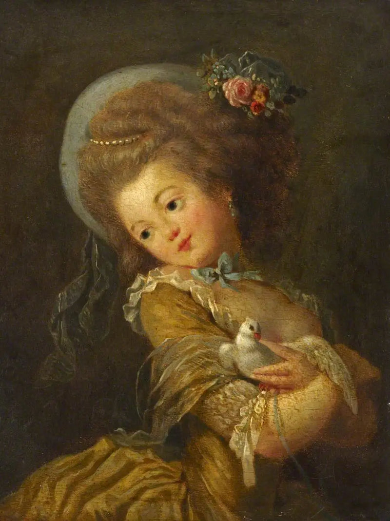 Portret młodej dziewczyny trzymającej gołębia - Jean-Honoré Fragonard