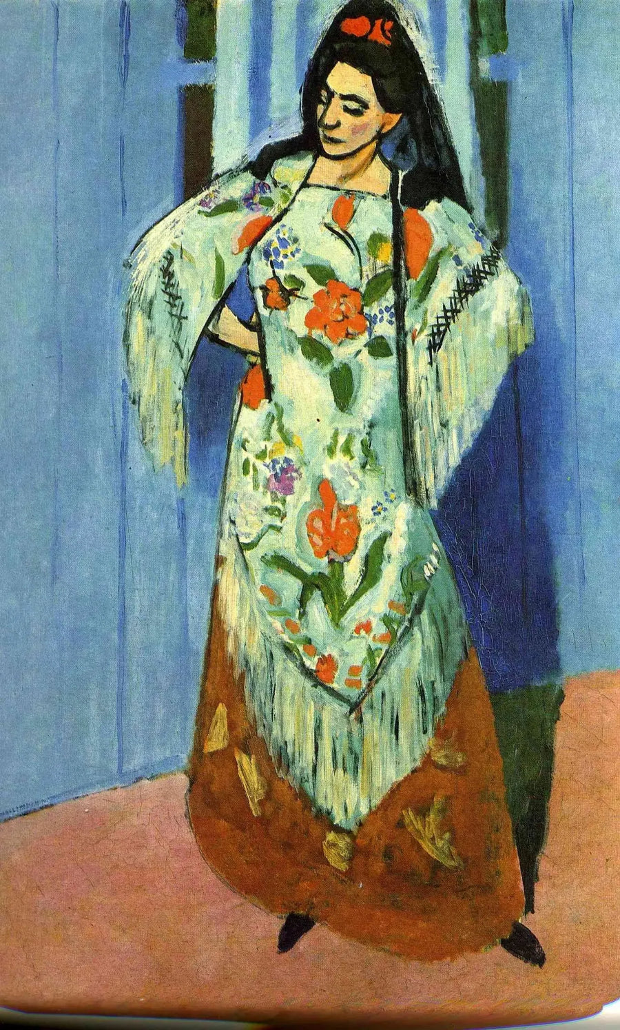 Pejzaż w pełnej postaci pani Matisse w mantyli - Henri Matisse