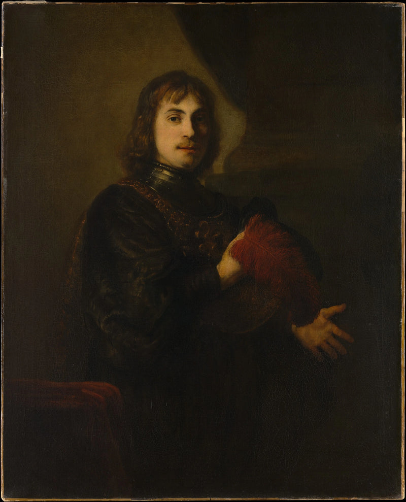 Portret mężczyzny w zbroi i kapeluszu z piórami - Rembrandt