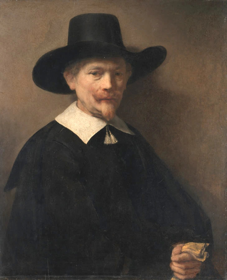 Portret mężczyzny z rękawiczkami w dłoni - Rembrandt