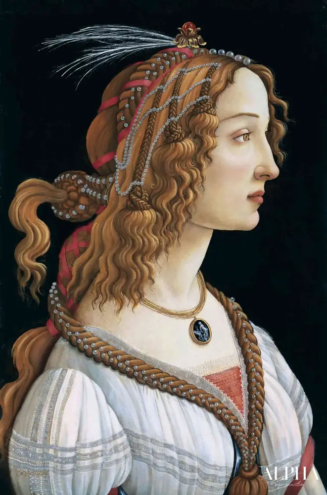 Portrait idéalisé d'une femme (Portrait de Simonetta Vespucci en nymphe) - Sandro Botticelli - Reproductions de tableaux et peintures haut de gamme