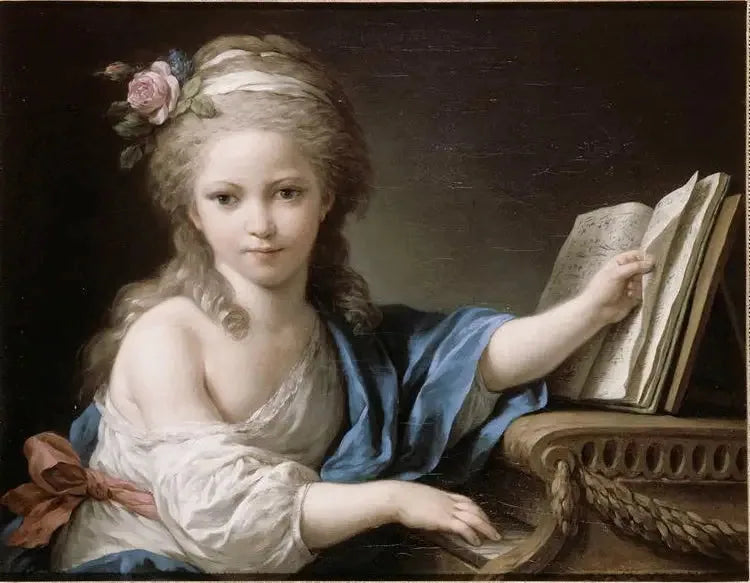 Portrait présumé de Joséphine, fille de Bergeret de Grancourt, touchant le piano-forte - Louis Jean François Lagrenée image 1 tableau peint à l’huile sur toile