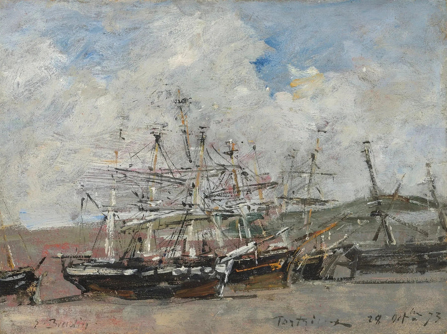 Portrieux. Port przy niskim stanie wody - Eugène Boudin
