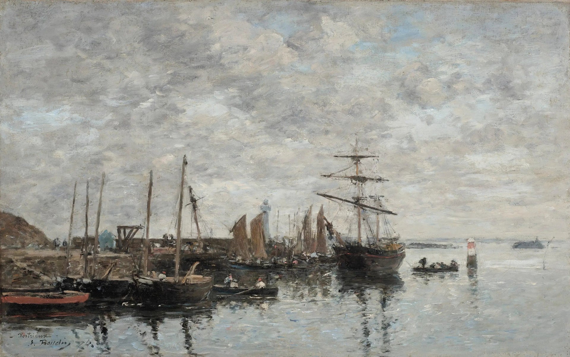 Portrieux, le port - Eugène Boudin image 1 reproduction d’œuvre d’art à l’huile