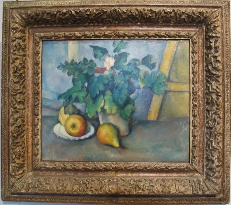 Doniczka z prymulkami i owocami - Paul Cézanne
