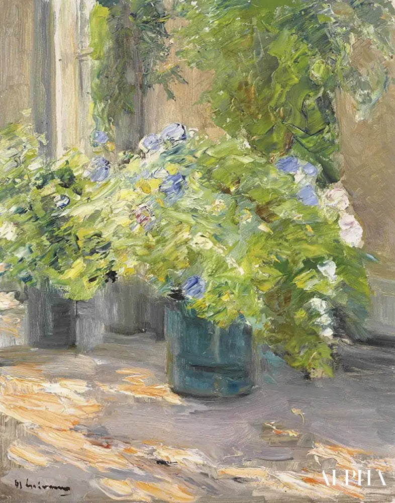 Pots de fleurs devant la maison - Max Liebermann - Reproductions de tableaux et peintures haut de gamme