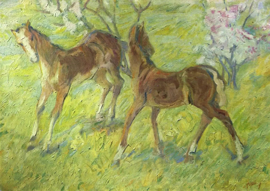 Skaczące źrebaki - Franz Marc