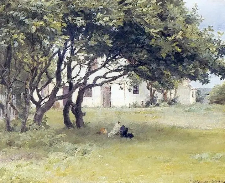 Kury pod drzewami na farmie pani Bendsen - Peder Severin Krøyer