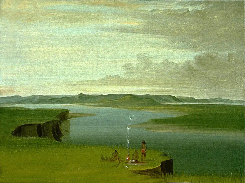 Preria Bluffs o wschodzie słońca, w pobliżu ujścia rzeki Yellowstone - George Catlin