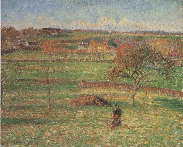 Łąki w Bazincourt, jesień - Camille Pissarro