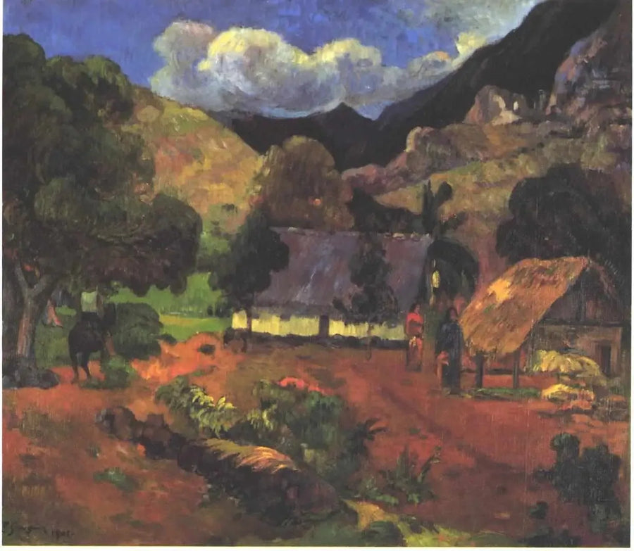 Blisko szałasów - Paul Gauguin