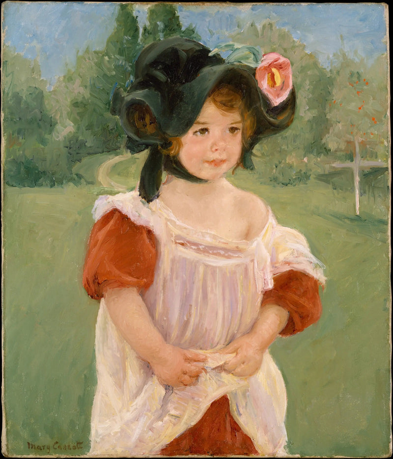 Wiosna: Margot stojąca w ogrodzie (Dziewczynka w ogrodzie) - Mary Cassatt