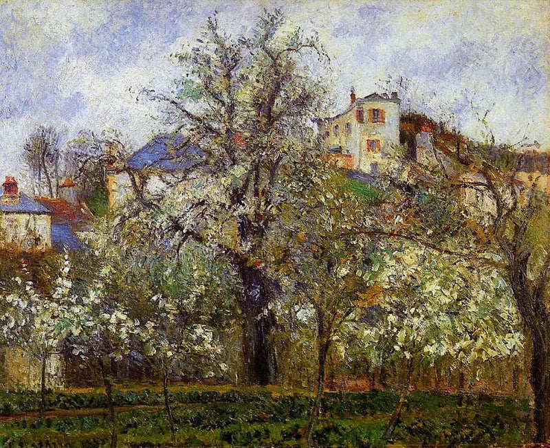 Wiosna. Kwitnące śliwy - Camille Pissarro