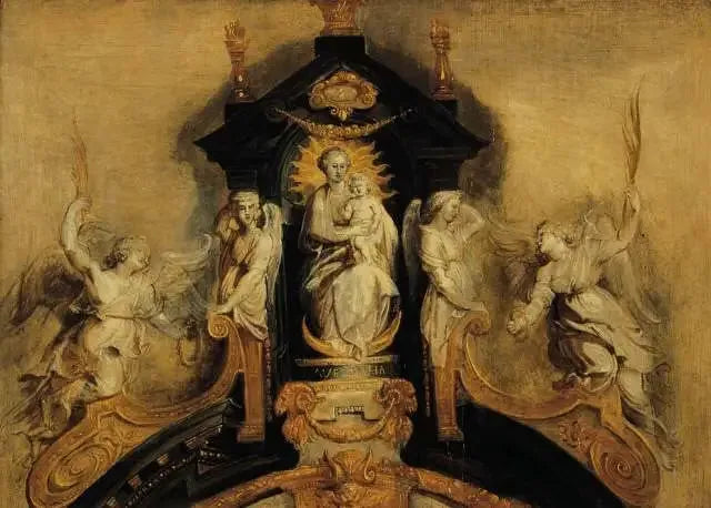 Projekt koronacji głównego ołtarza kościoła jezuitów w Antwerpii (obecnie Świętego Karola Boromeusza) - Peter Paul Rubens